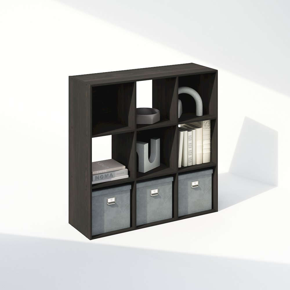 Pelli Cubic Storage Cabinet, Bookcase, Bookshelf, 9-Cube, Espresso
