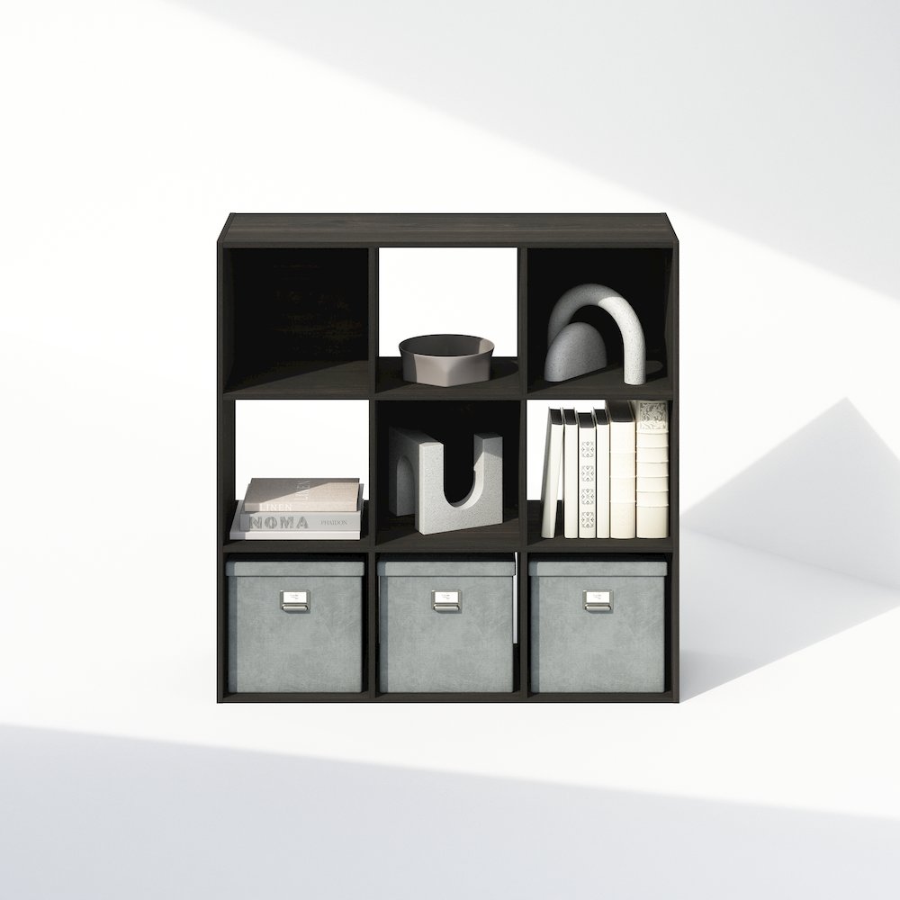 Pelli Cubic Storage Cabinet, Bookcase, Bookshelf, 9-Cube, Espresso
