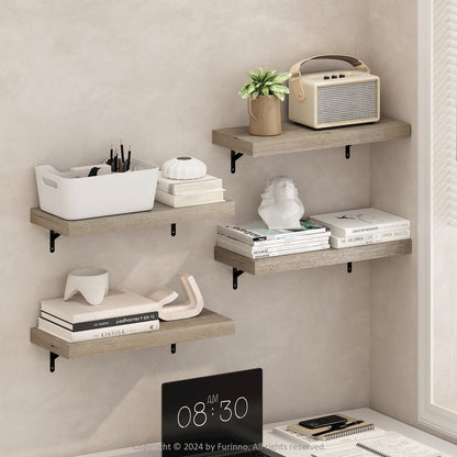 Tanna 22-Inch Wall Mounted Floating Display Shelves, Natural, Set of 4