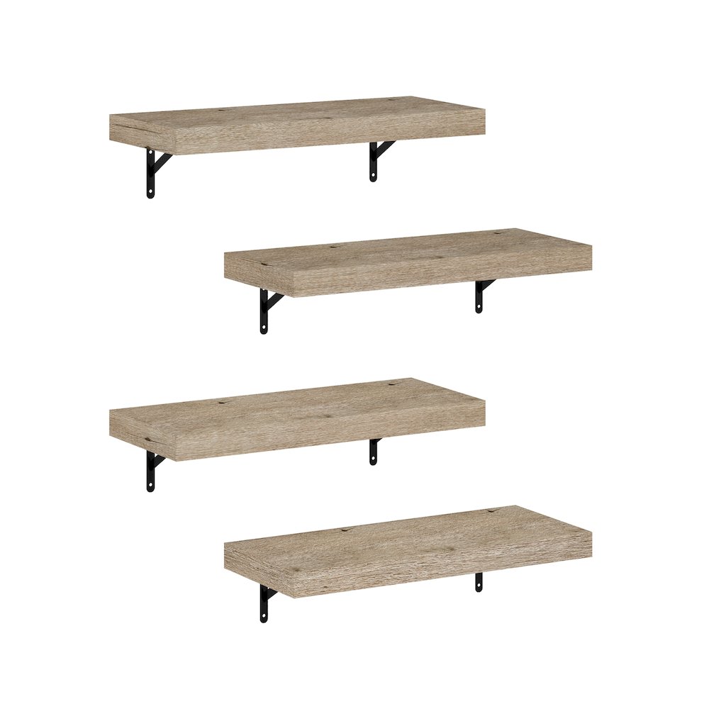Tanna 22-Inch Wall Mounted Floating Display Shelves, Natural, Set of 4