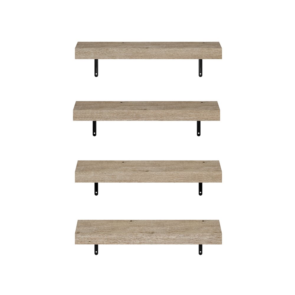 Tanna 22-Inch Wall Mounted Floating Display Shelves, Natural, Set of 4
