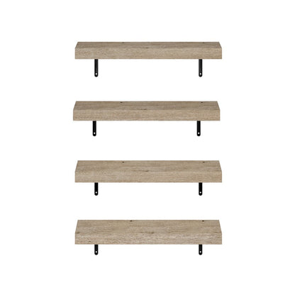 Tanna 22-Inch Wall Mounted Floating Display Shelves, Natural, Set of 4