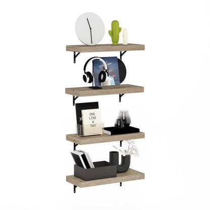 Tanna 22-Inch Wall Mounted Floating Display Shelves, Natural, Set of 4