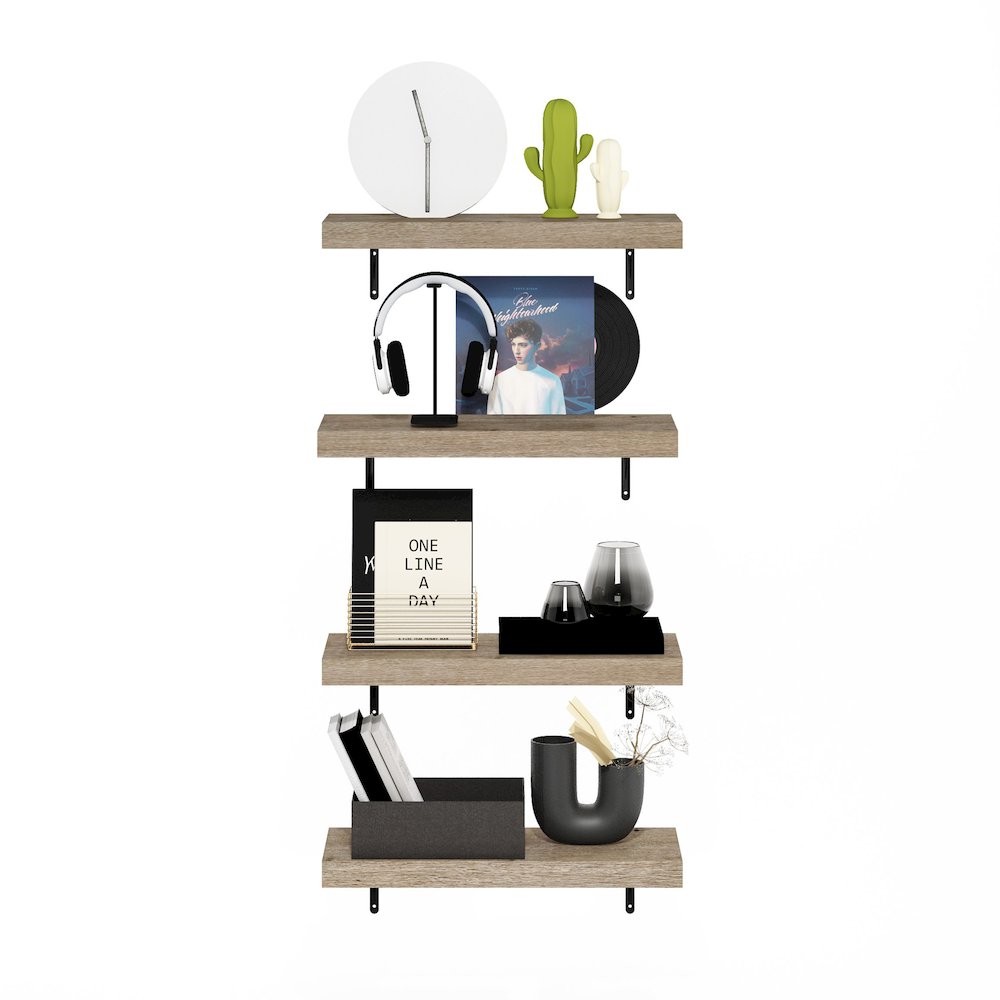 Tanna 22-Inch Wall Mounted Floating Display Shelves, Natural, Set of 4