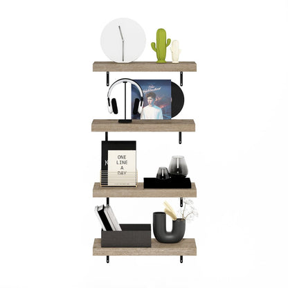 Tanna 22-Inch Wall Mounted Floating Display Shelves, Natural, Set of 4