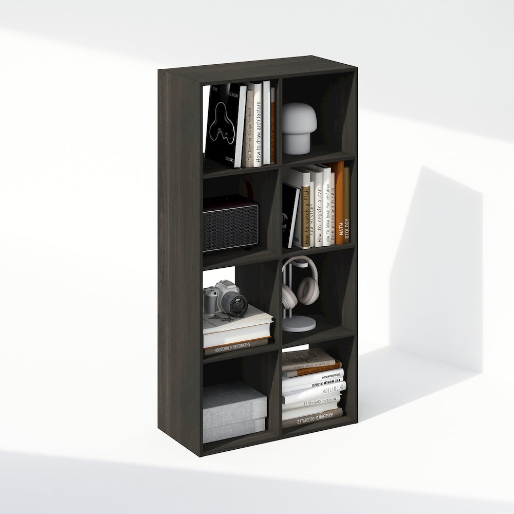 Pelli Cubic Storage Cabinet, Bookcase, Bookshelf, 8-Cube, Espresso