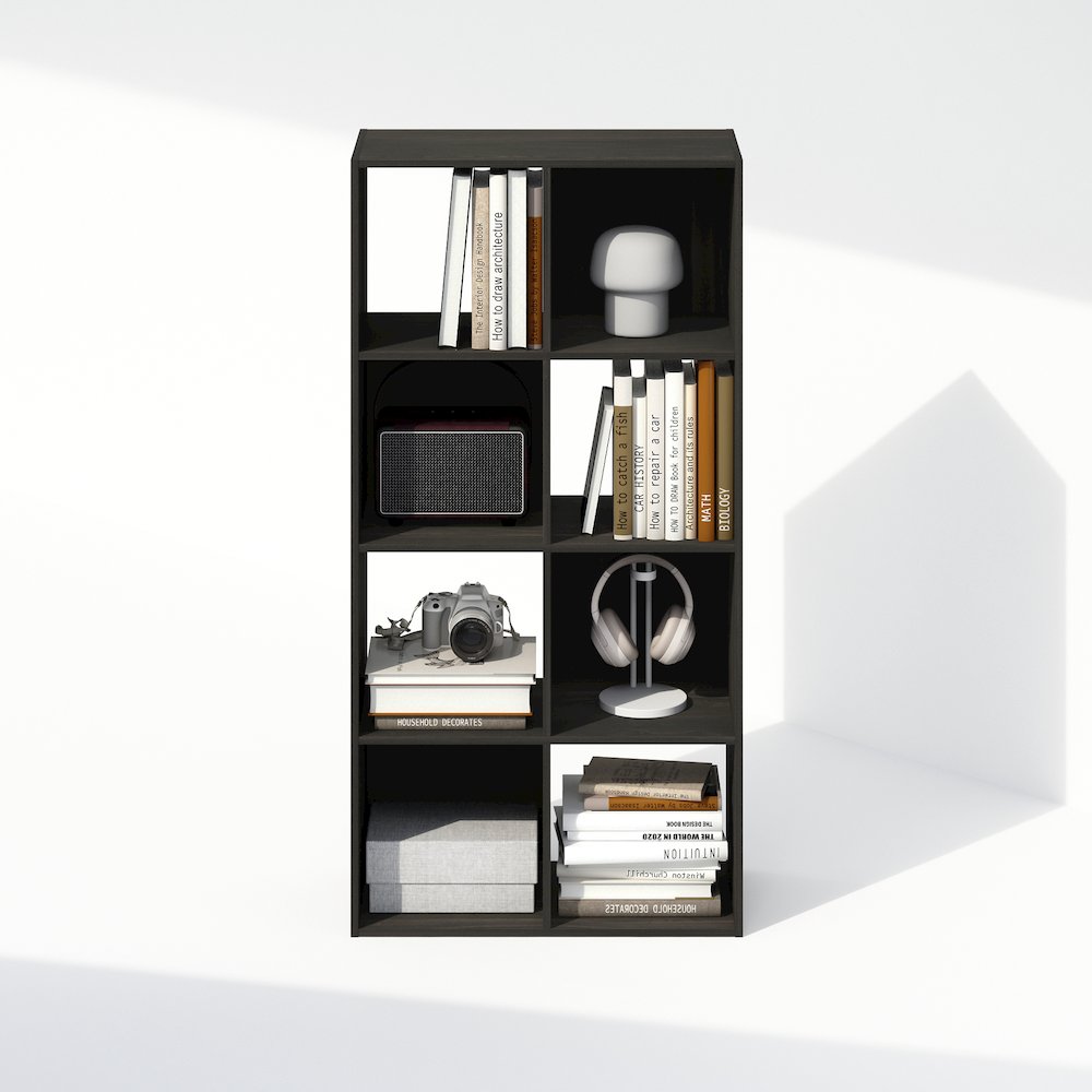 Pelli Cubic Storage Cabinet, Bookcase, Bookshelf, 8-Cube, Espresso