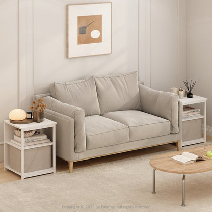 Camnus Modern Living End Table, Set of 2, Solid White/White