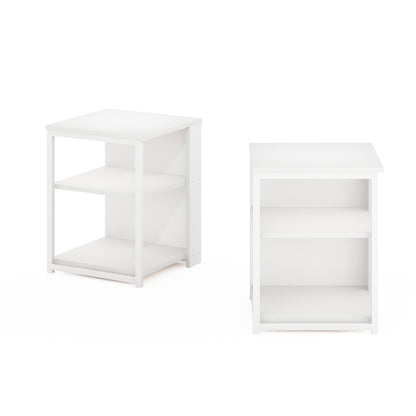 Camnus Modern Living End Table, Set of 2, Solid White/White