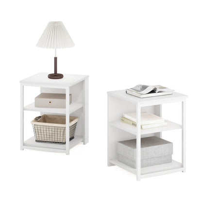 Camnus Modern Living End Table, Set of 2, Solid White/White