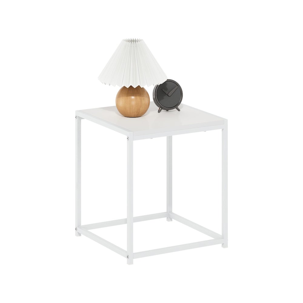 Camnus Modern Living End Table, Solid White/White