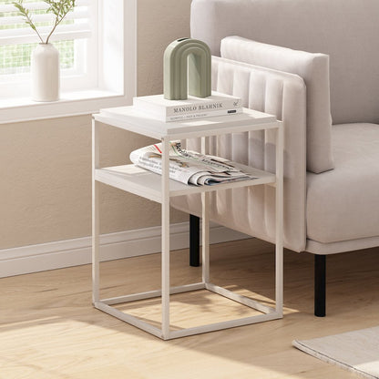 Moretti Modern Lifestyle Stackable Shelf, 2-Tier, Solid White/White