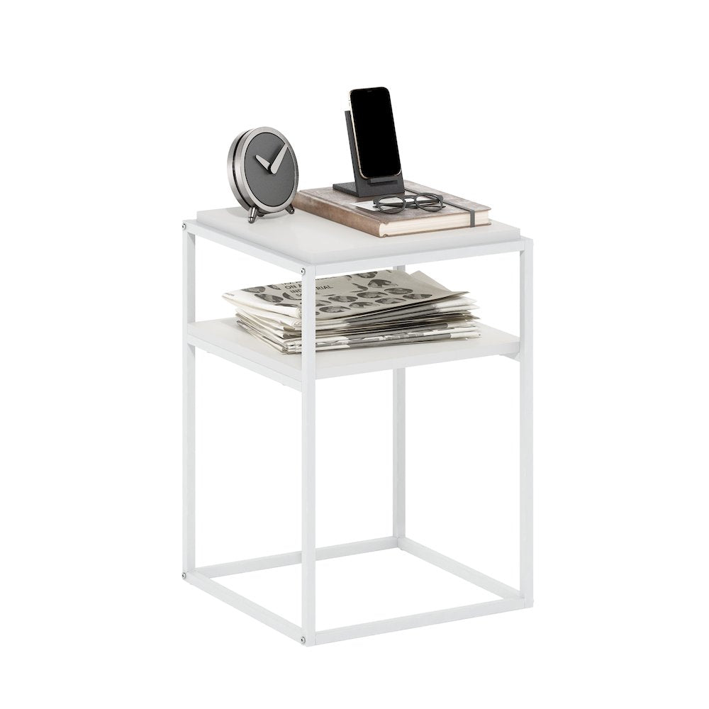 Moretti Modern Lifestyle Stackable Shelf, 2-Tier, Solid White/White