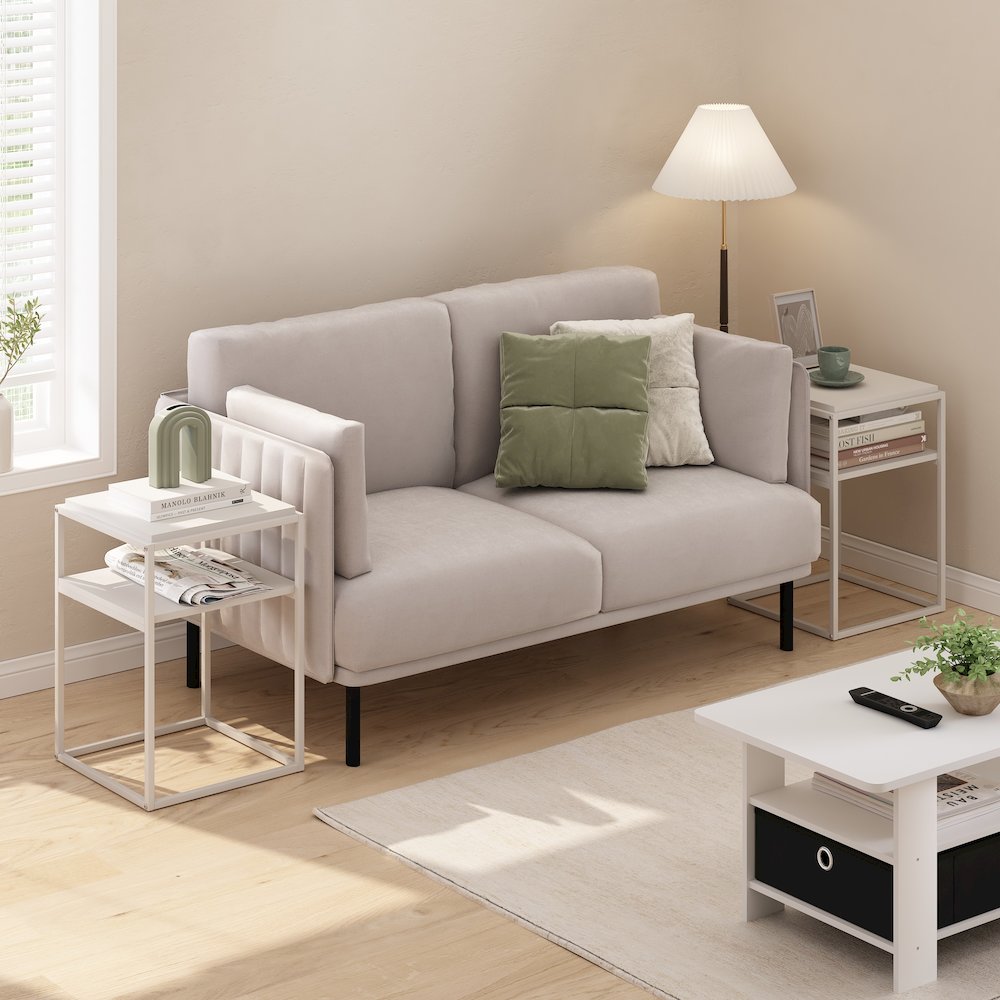 Moretti Modern Lifestyle Stackable Shelf, 2-Tier, Solid White/White, Set of 2