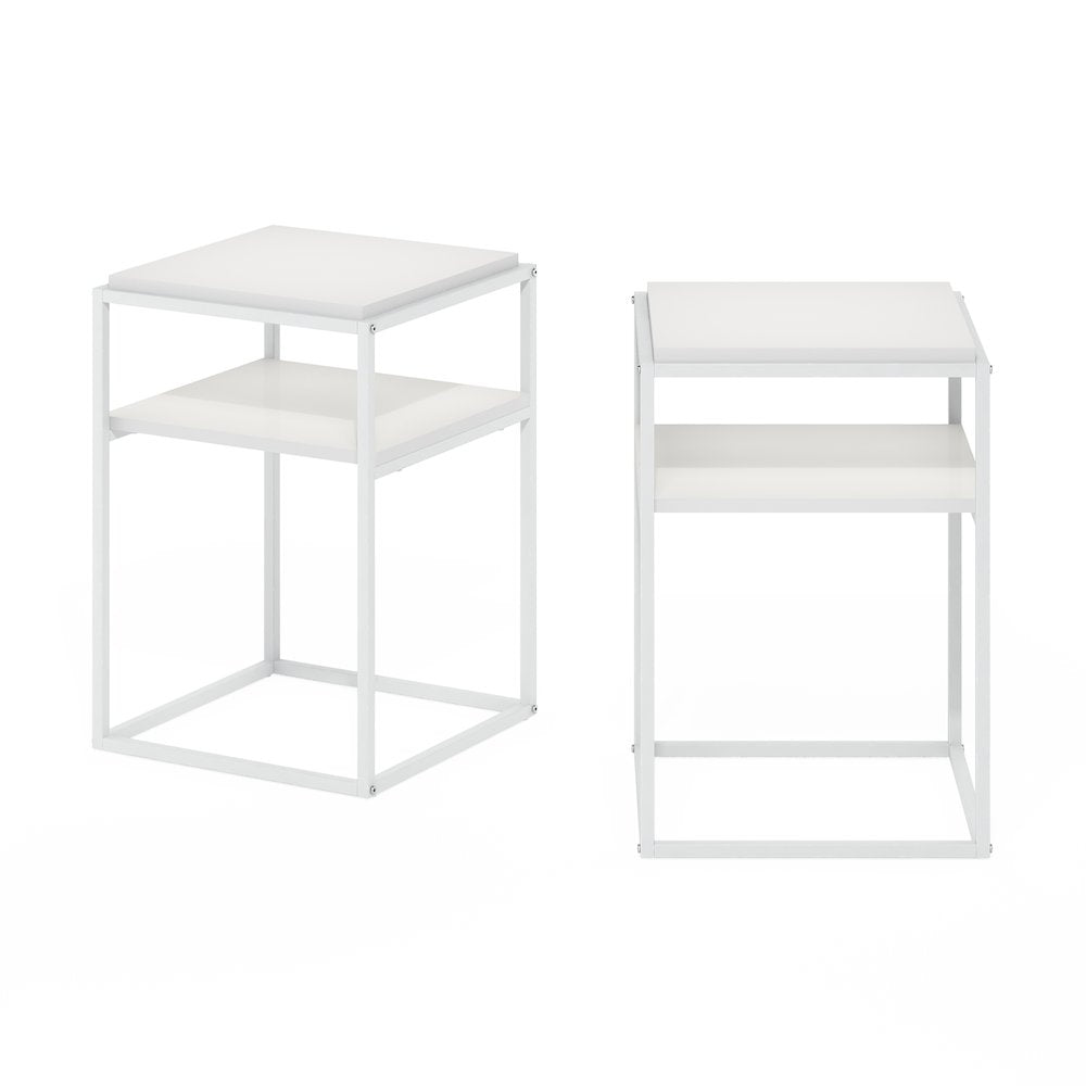 Moretti Modern Lifestyle Stackable Shelf, 2-Tier, Solid White/White, Set of 2