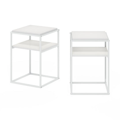 Moretti Modern Lifestyle Stackable Shelf, 2-Tier, Solid White/White, Set of 2