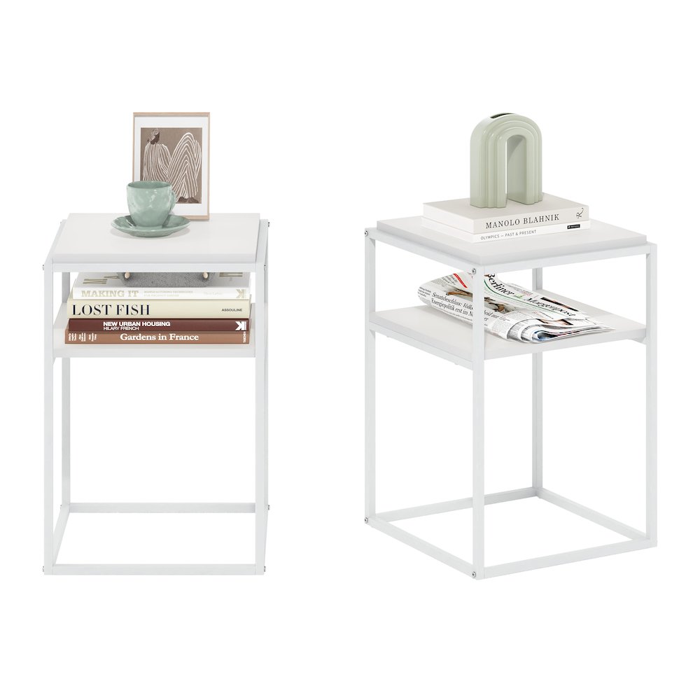 Moretti Modern Lifestyle Stackable Shelf, 2-Tier, Solid White/White, Set of 2