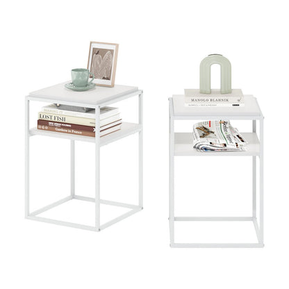 Moretti Modern Lifestyle Stackable Shelf, 2-Tier, Solid White/White, Set of 2