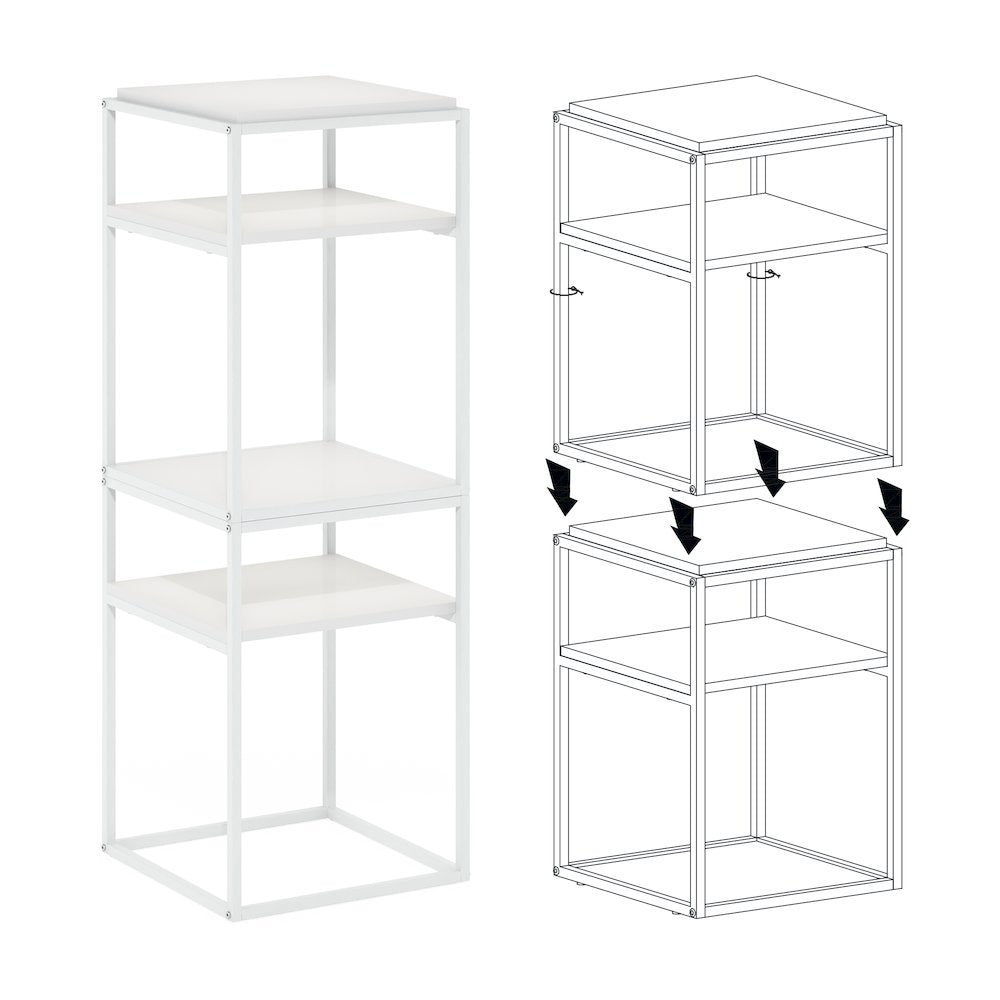 Moretti Modern Lifestyle Stackable Shelf, 2-Tier, Solid White/White, Set of 2