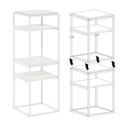 Moretti Modern Lifestyle Stackable Shelf, 2-Tier, Solid White/White, Set of 2