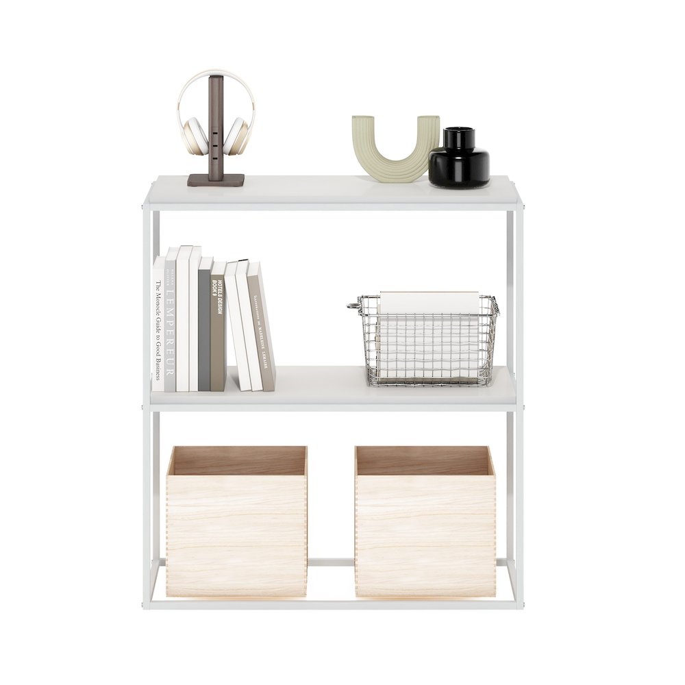 Moretti Modern Lifestyle Wide Stackable Shelf, 2-Tier, Solid White/White