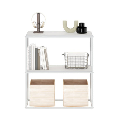 Moretti Modern Lifestyle Wide Stackable Shelf, 2-Tier, Solid White/White