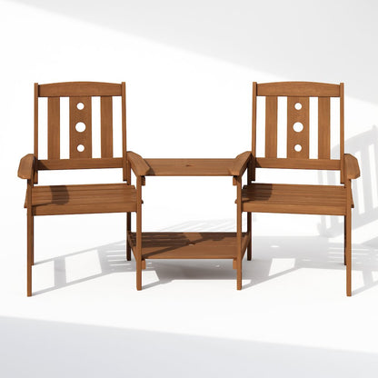 Dalam Hardwood Conversation Set with Attached Coffee Table and Umbrella Hole