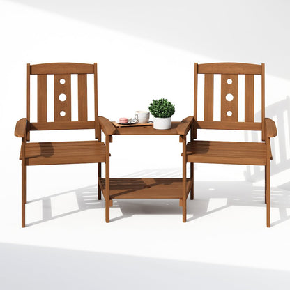 Dalam Hardwood Conversation Set with Attached Coffee Table and Umbrella Hole