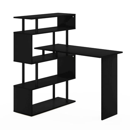 Classic L-Shape Computer Desk, Writing Desk with 5-Tier S-Shaped Side Shelves
