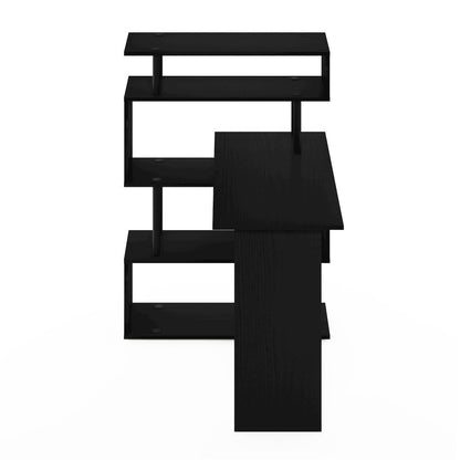 Classic L-Shape Computer Desk, Writing Desk with 5-Tier S-Shaped Side Shelves