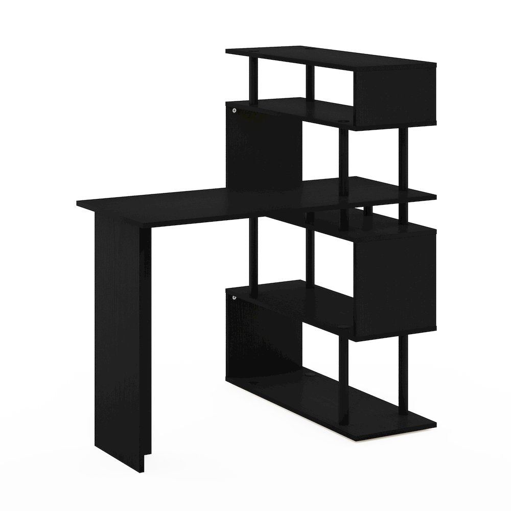 Classic L-Shape Computer Desk, Writing Desk with 5-Tier S-Shaped Side Shelves