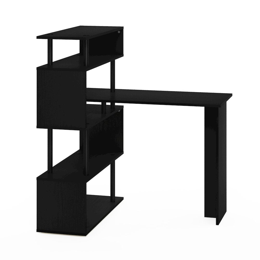 Classic L-Shape Computer Desk, Writing Desk with 5-Tier S-Shaped Side Shelves