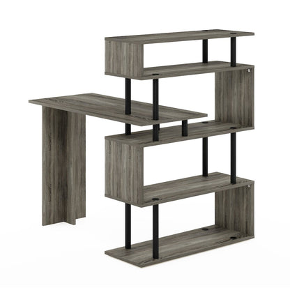Classic L-Shape Computer Desk, Writing Desk with 5-Tier S-Shaped Side Shelvesnch