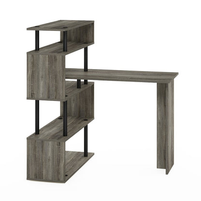 Classic L-Shape Computer Desk, Writing Desk with 5-Tier S-Shaped Side Shelvesnch