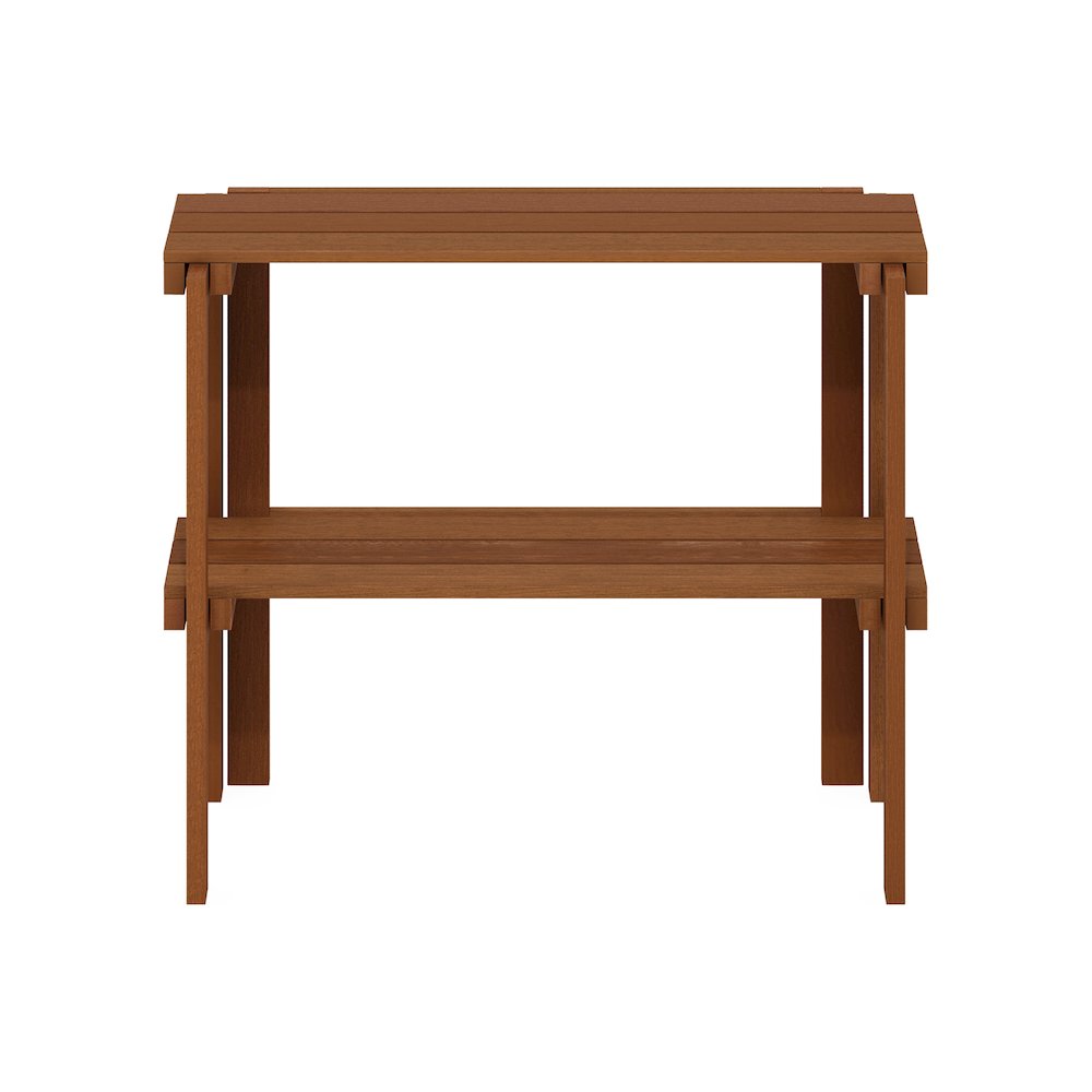 Tioman Outdoor Toolless Multipurpose Display Shelf, Plant Stand, 2-Tier, Natural
