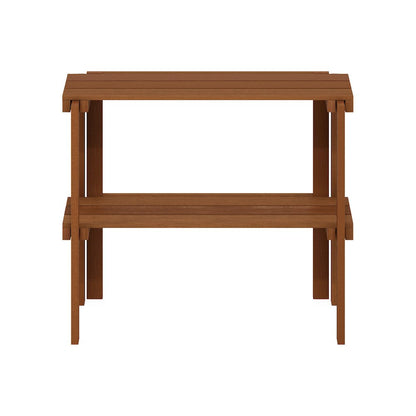 Tioman Outdoor Toolless Multipurpose Display Shelf, Plant Stand, 2-Tier, Natural