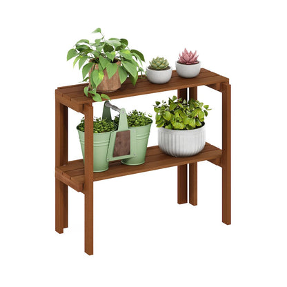 Tioman Outdoor Toolless Multipurpose Display Shelf, Plant Stand, 2-Tier, Natural