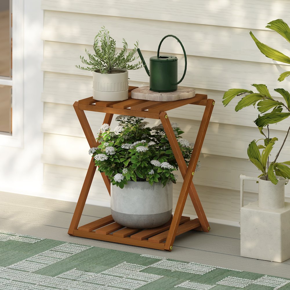 Outdoor Toolless Multipurpose Folding Display Shelf, Plant Stand, Side Table