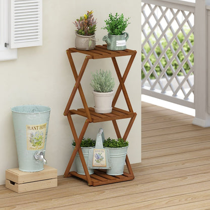 Outdoor Toolless Multipurpose Folding Display Shelf, Plant Stand, Side Table