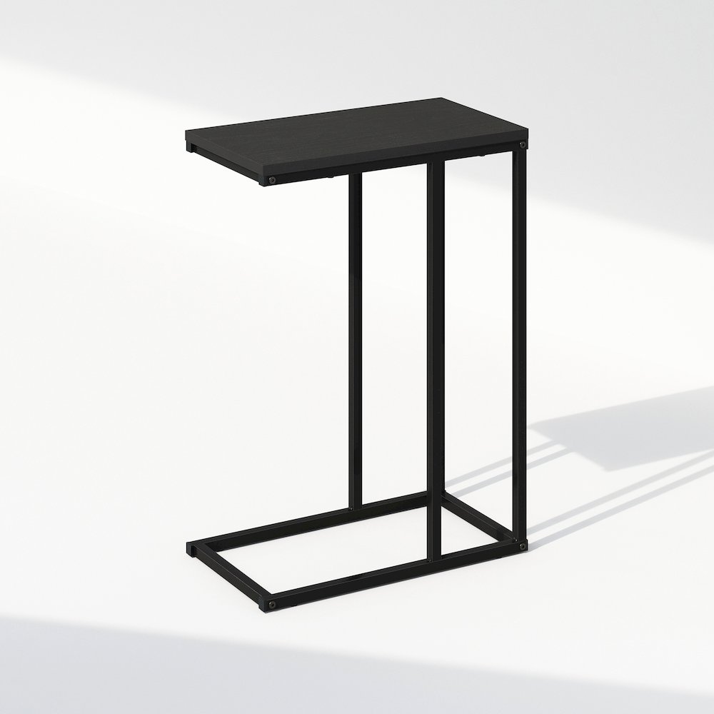 C-Shaped Side Table, End Table for Couch, Sofa & Bed with Metal Frame, Americano