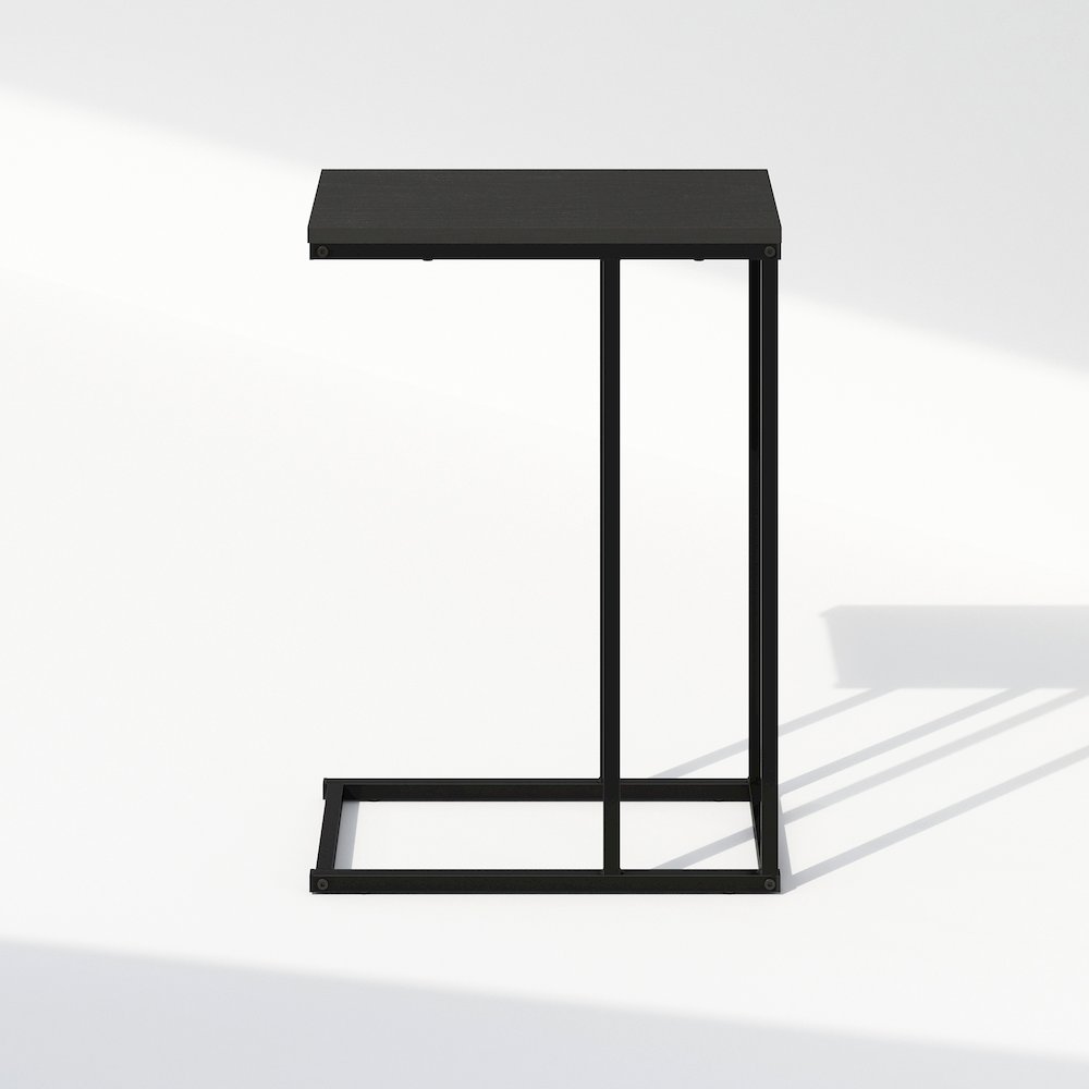C-Shaped Side Table, End Table for Couch, Sofa & Bed with Metal Frame, Americano