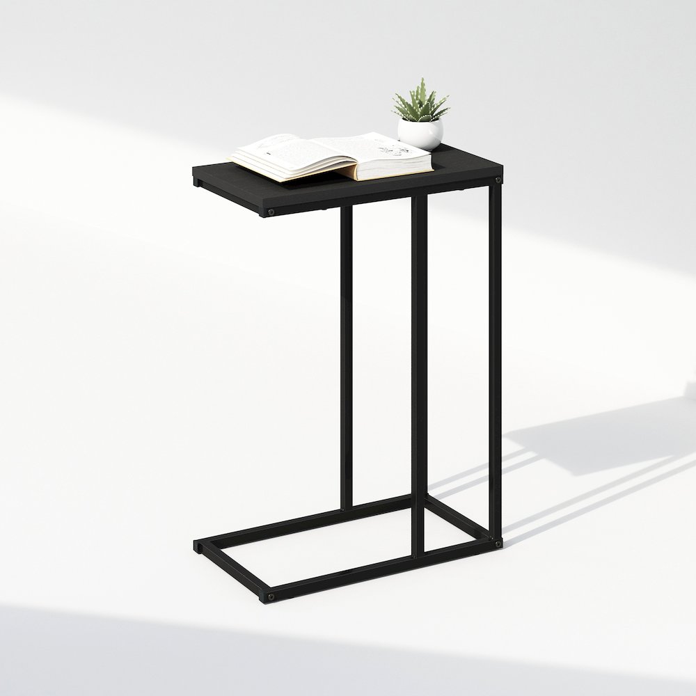 C-Shaped Side Table, End Table for Couch, Sofa & Bed with Metal Frame, Americano
