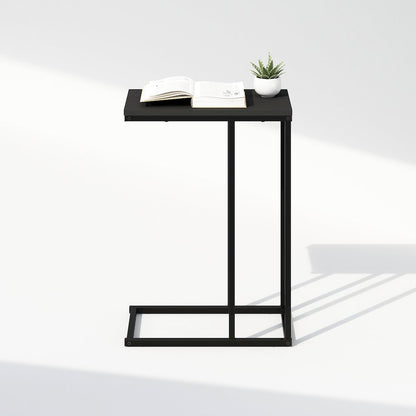 C-Shaped Side Table, End Table for Couch, Sofa & Bed with Metal Frame, Americano