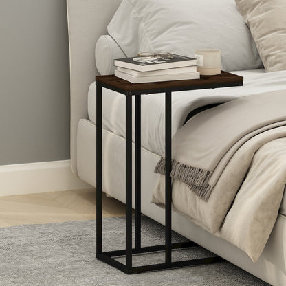 C-Shaped Side Table, End Table for Couch, Sofa & Bed with Metal Frame
