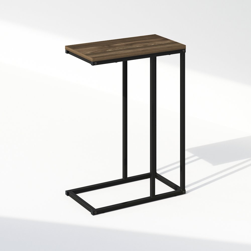 C-Shaped Side Table, End Table for Couch, Sofa & Bed with Metal Frame