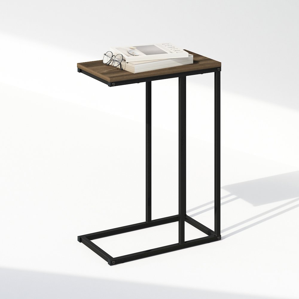C-Shaped Side Table, End Table for Couch, Sofa & Bed with Metal Frame