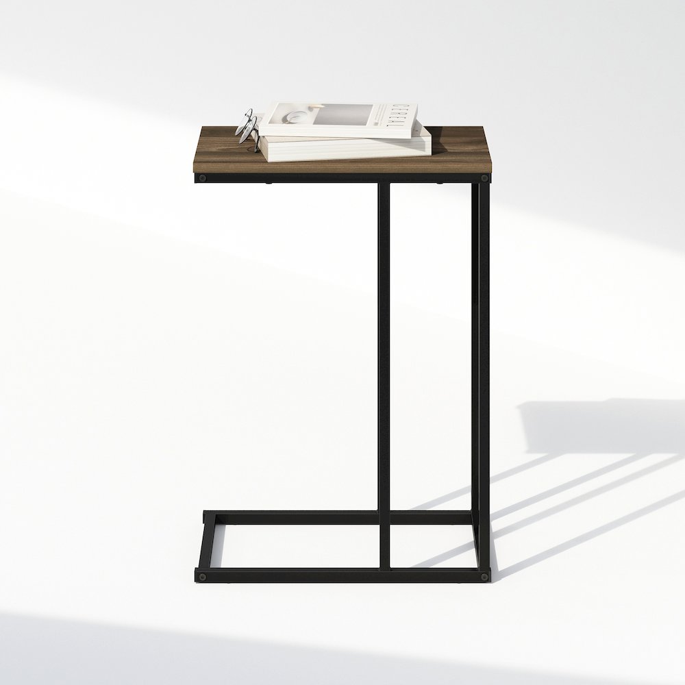 C-Shaped Side Table, End Table for Couch, Sofa & Bed with Metal Frame