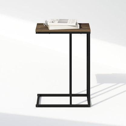 C-Shaped Side Table, End Table for Couch, Sofa & Bed with Metal Frame