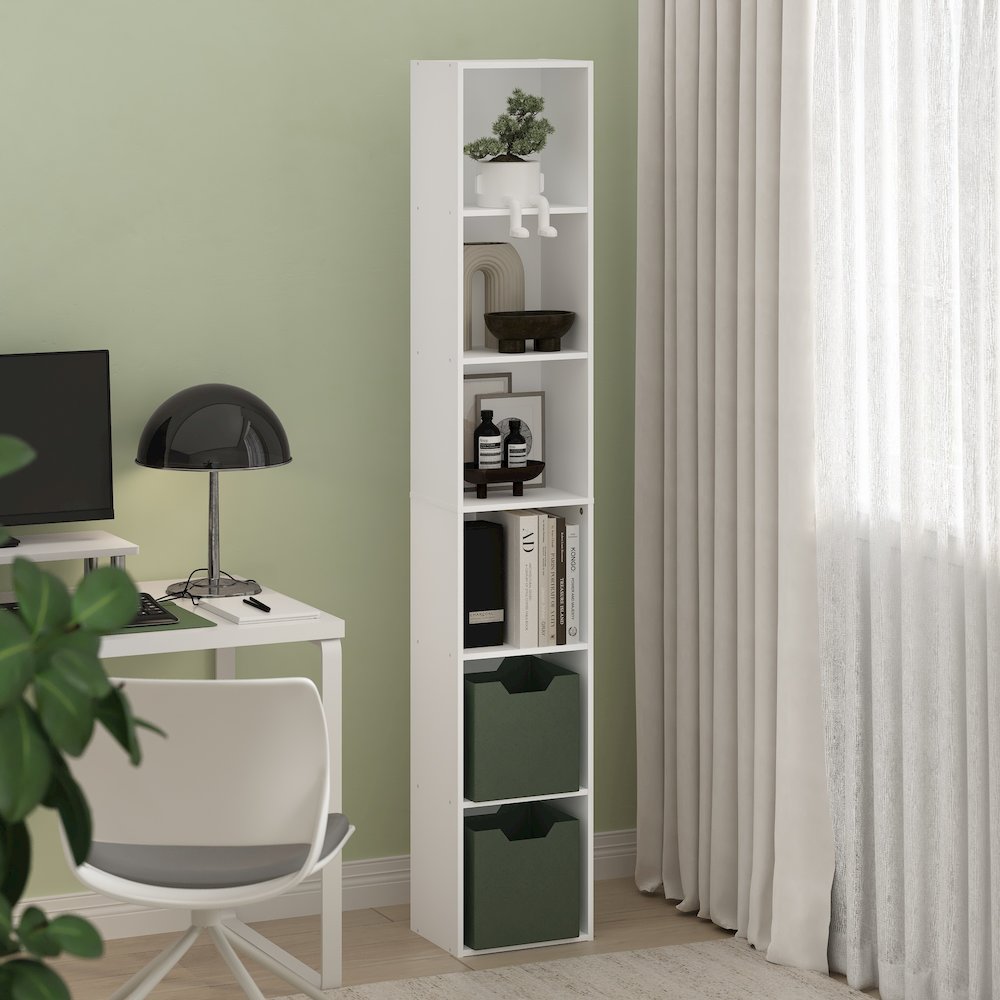 Luder 6-Tier Open Shelf Bookcase, White