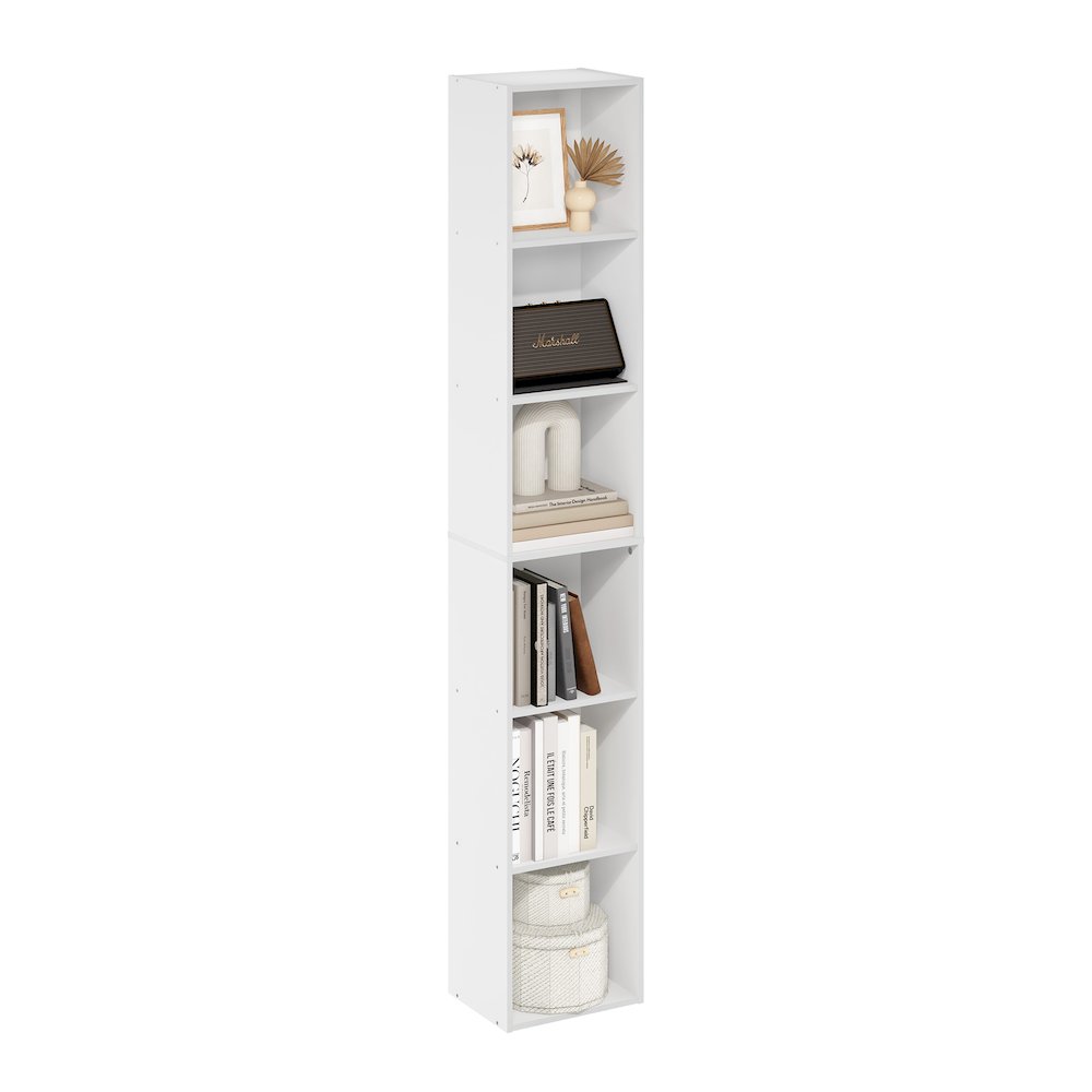 Luder 6-Tier Open Shelf Bookcase, White